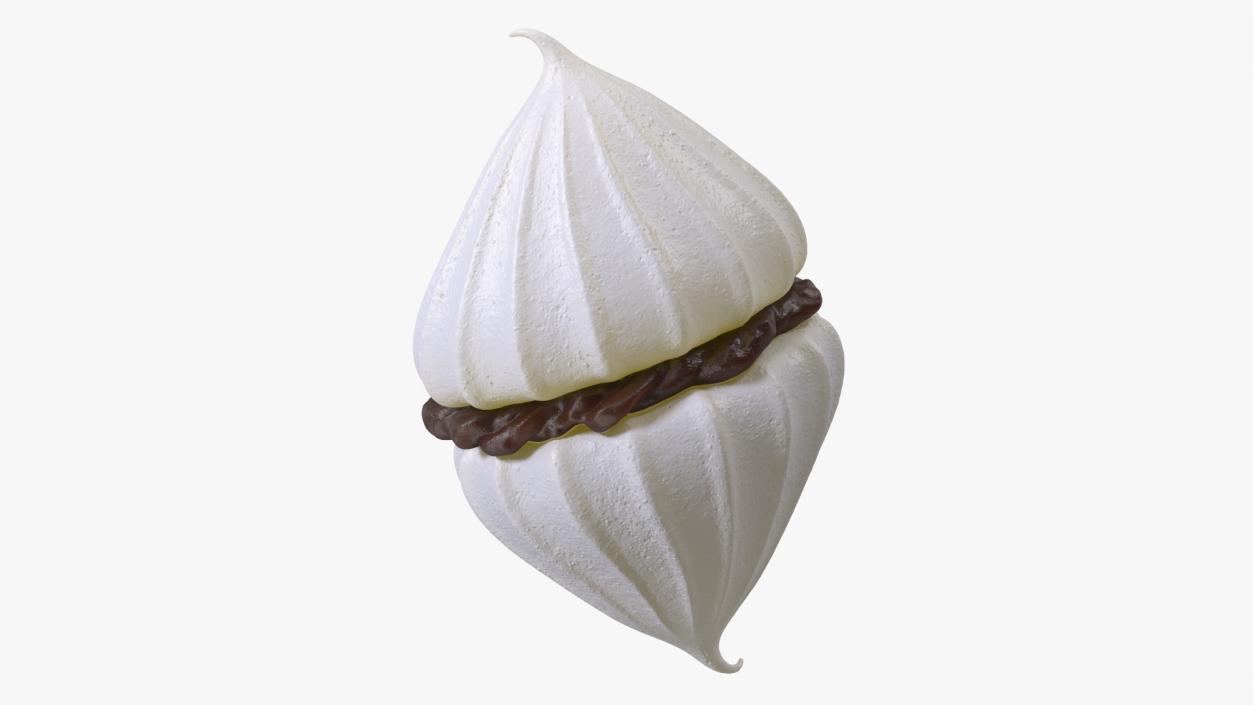 Meringue White with Chocolate Filling 3D