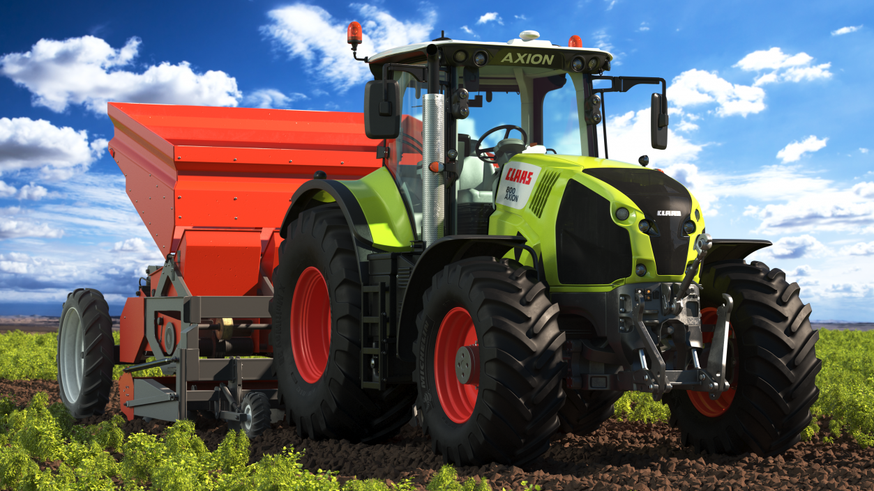 3D Axion Tractor With Potato Planter model