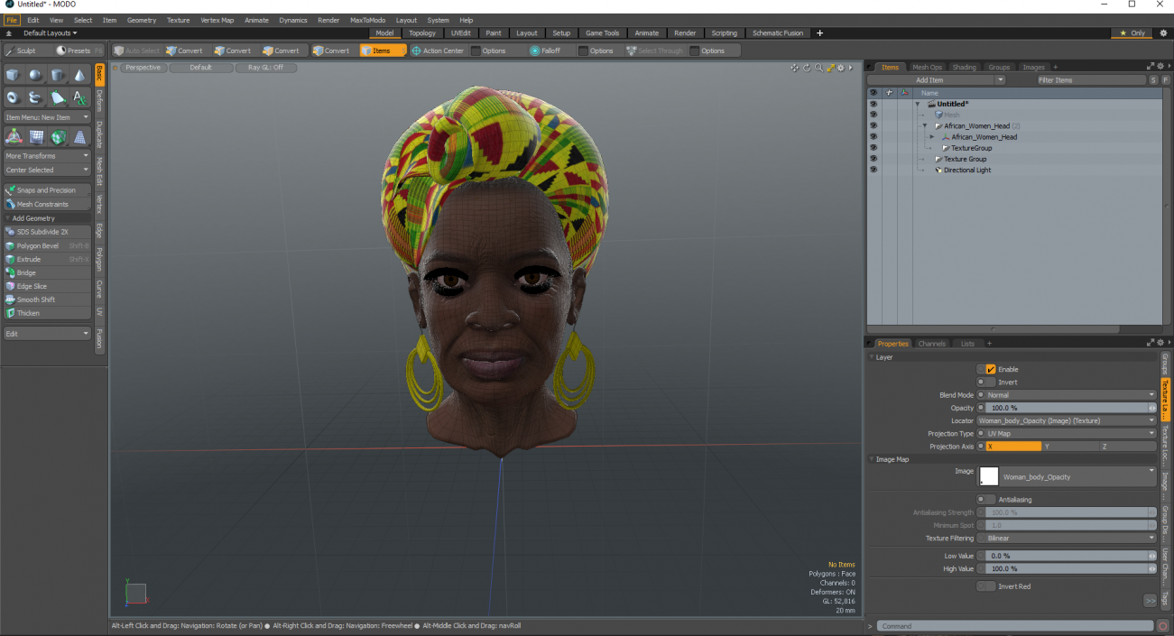 3D African Women Head model