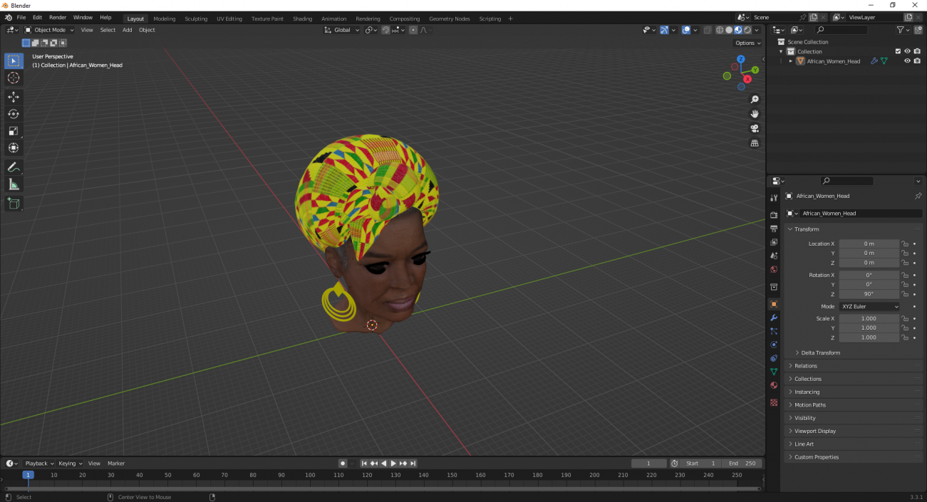 3D African Women Head model