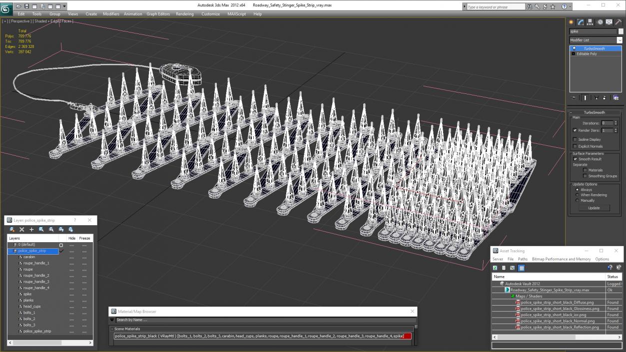 Roadway Safety Stinger Spike Strip 3D model