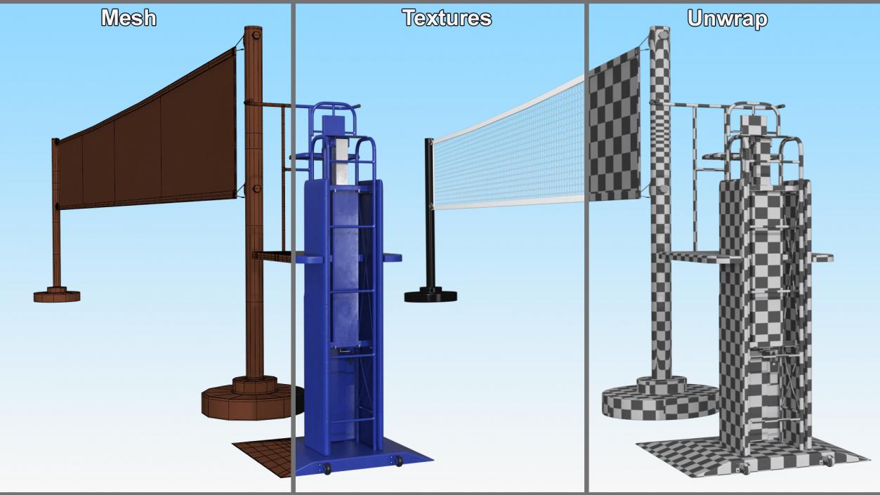 Volleyball Grid with Referee Tower 3D model