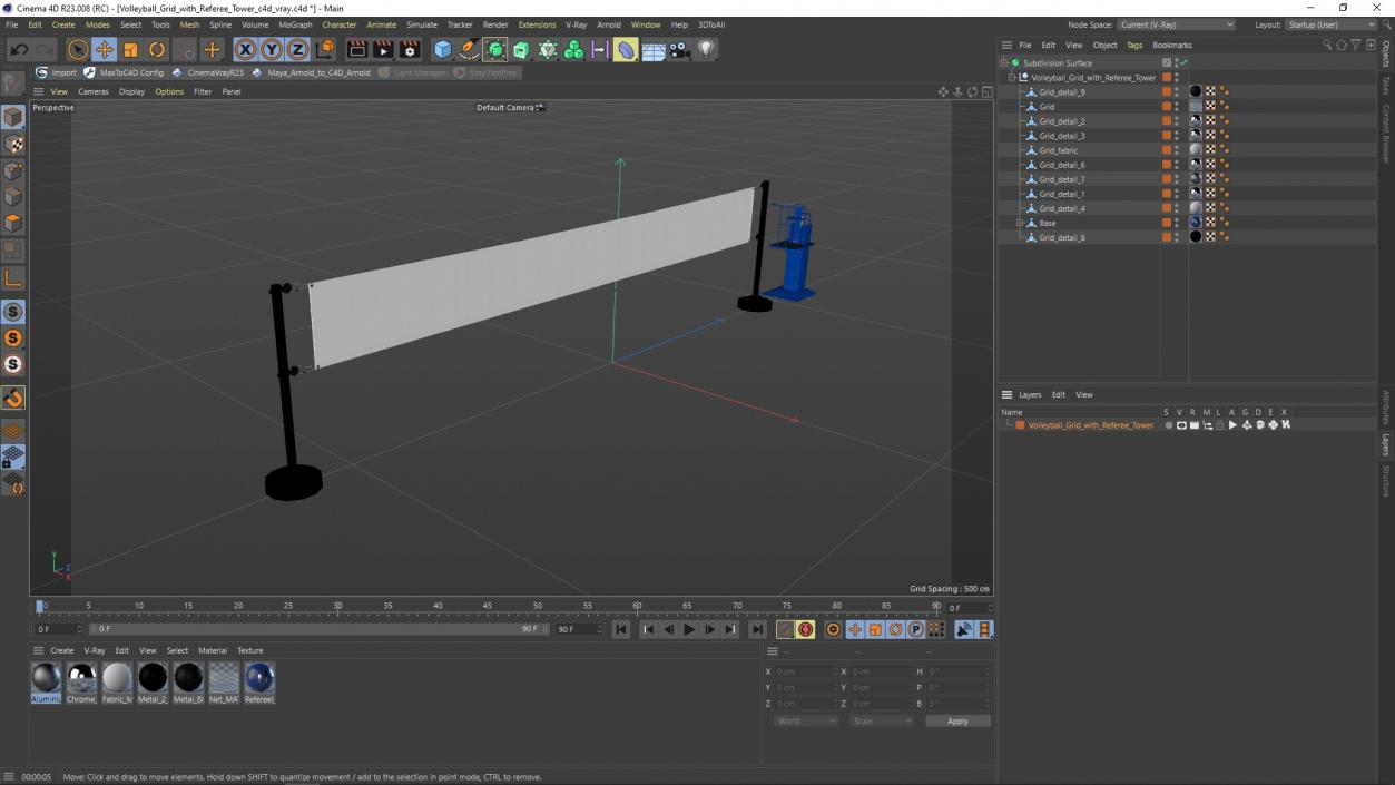 Volleyball Grid with Referee Tower 3D model