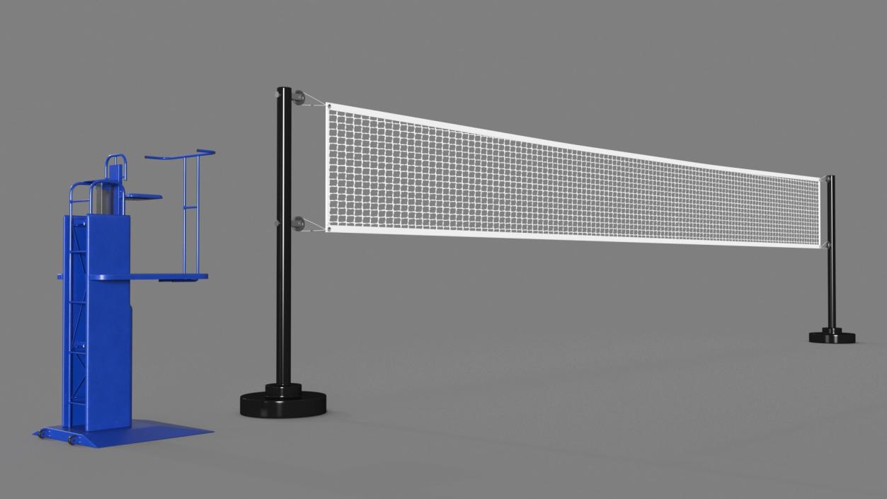 Volleyball Grid with Referee Tower 3D model