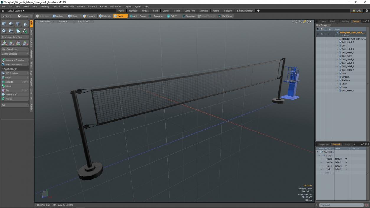 Volleyball Grid with Referee Tower 3D model