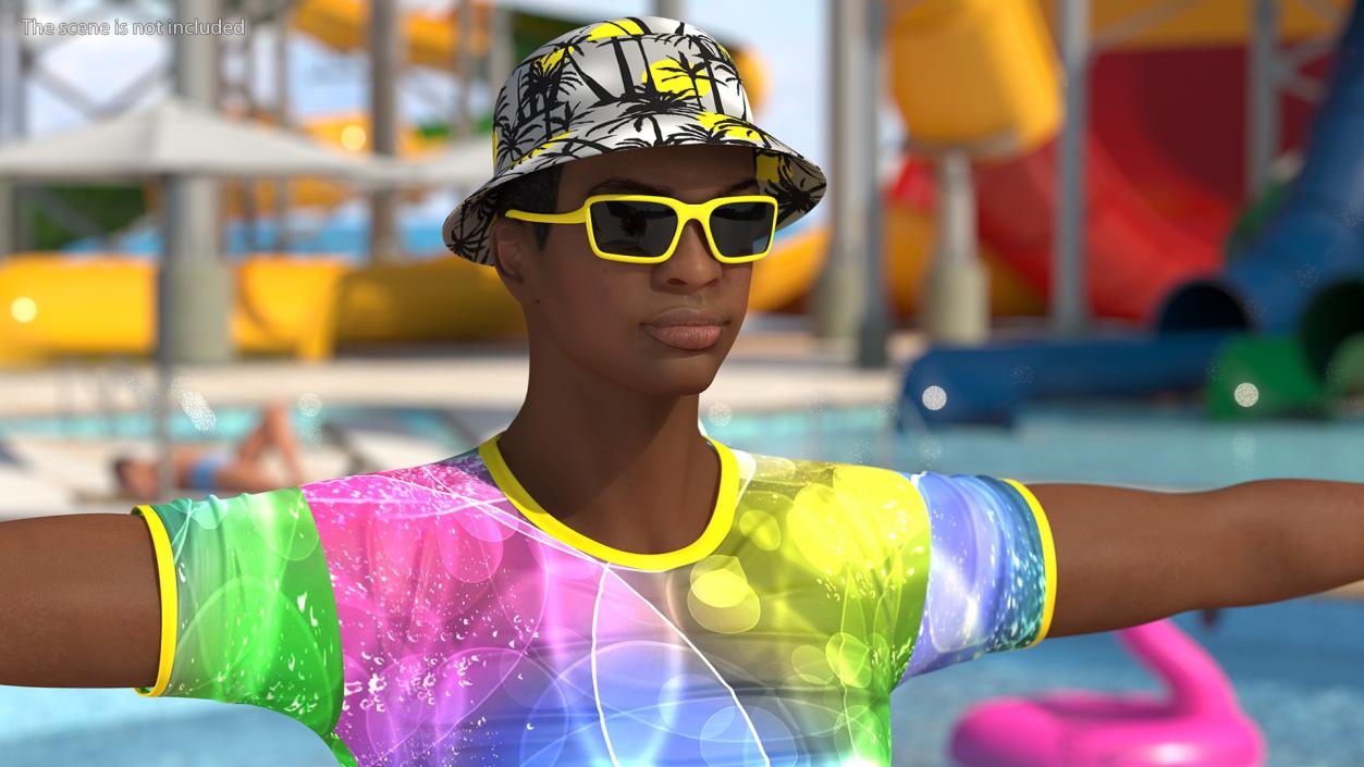 3D Light Skin Teenager Beach Style T Pose model