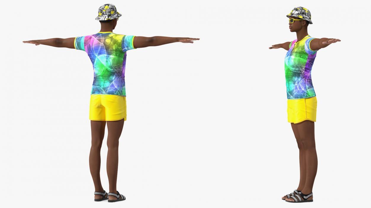 3D Light Skin Teenager Beach Style T Pose model