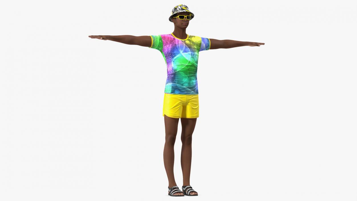 3D Light Skin Teenager Beach Style T Pose model