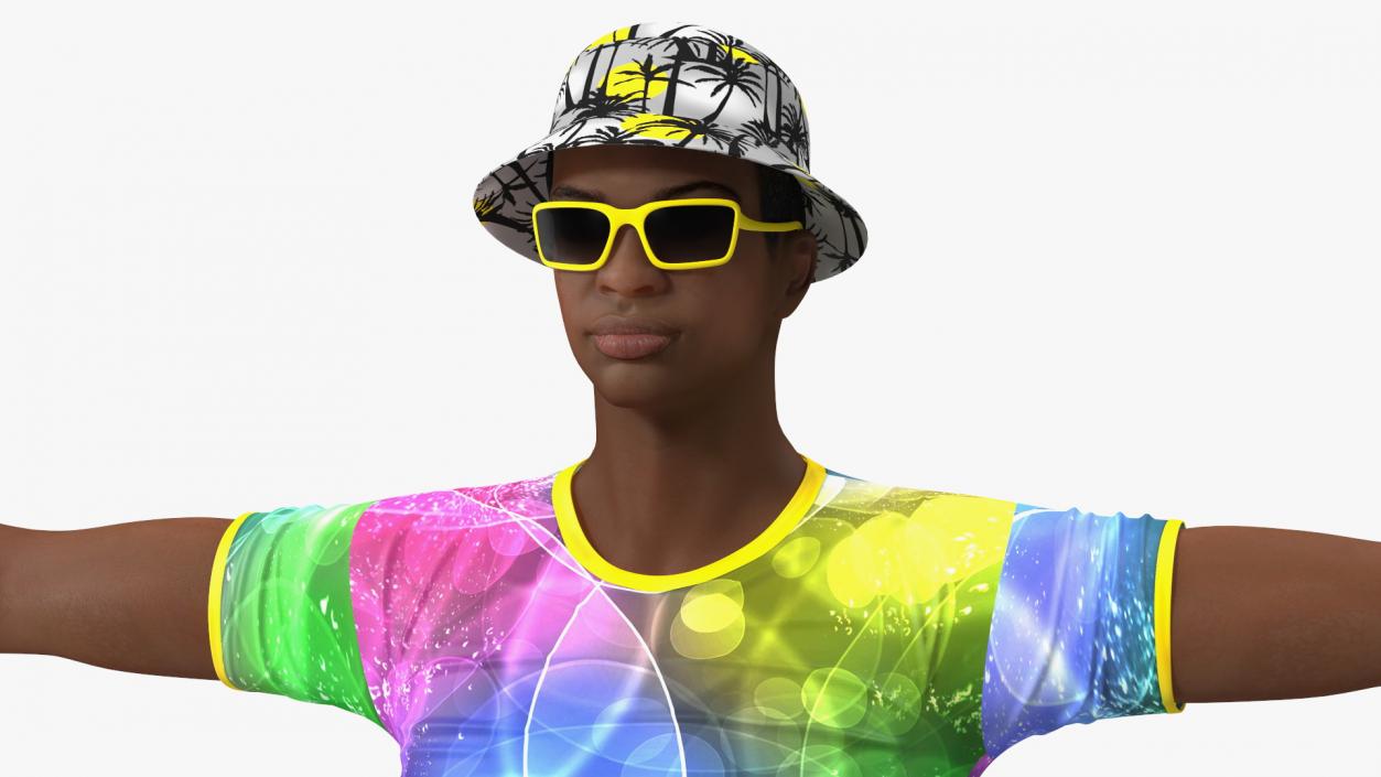 3D Light Skin Teenager Beach Style T Pose model