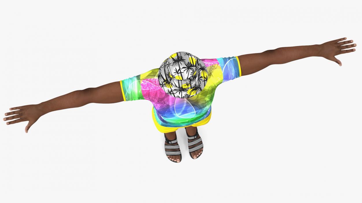 3D Light Skin Teenager Beach Style T Pose model