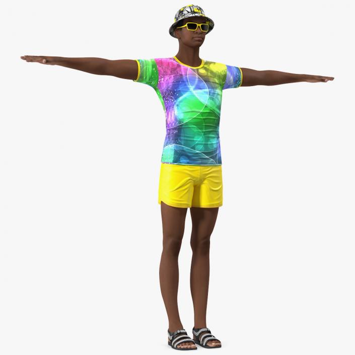 3D Light Skin Teenager Beach Style T Pose model