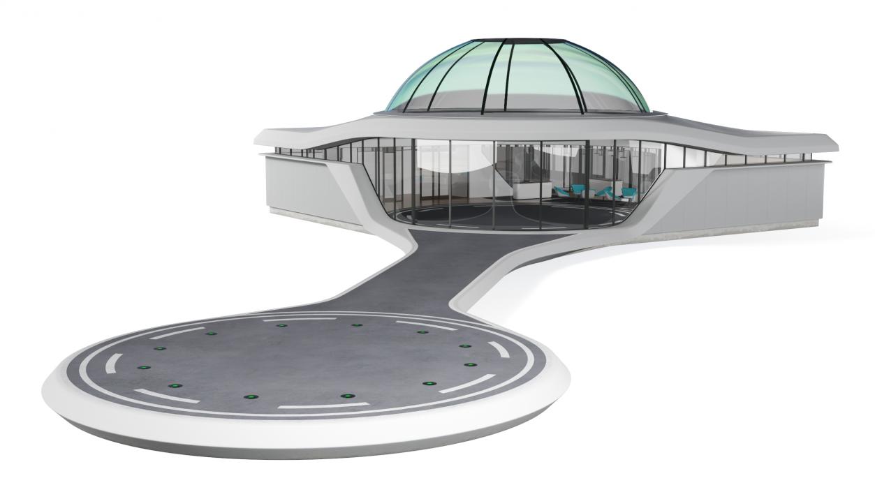 3D Air Taxi Port with Separate Boarding Area 2 model