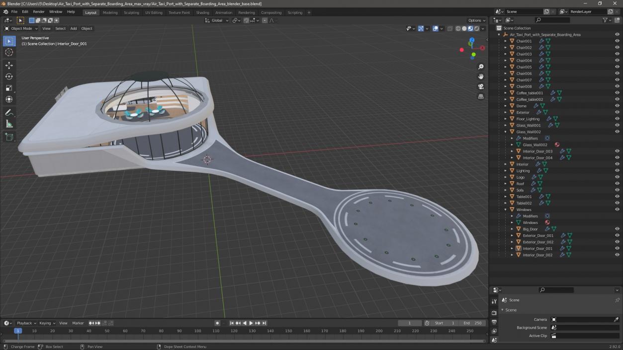 3D Air Taxi Port with Separate Boarding Area 2 model