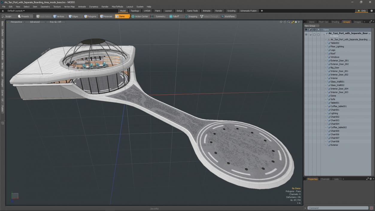 3D Air Taxi Port with Separate Boarding Area 2 model