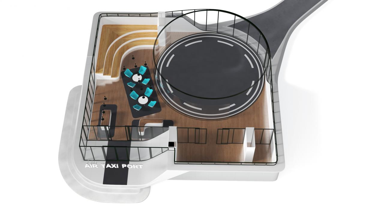 3D Air Taxi Port with Separate Boarding Area 2 model