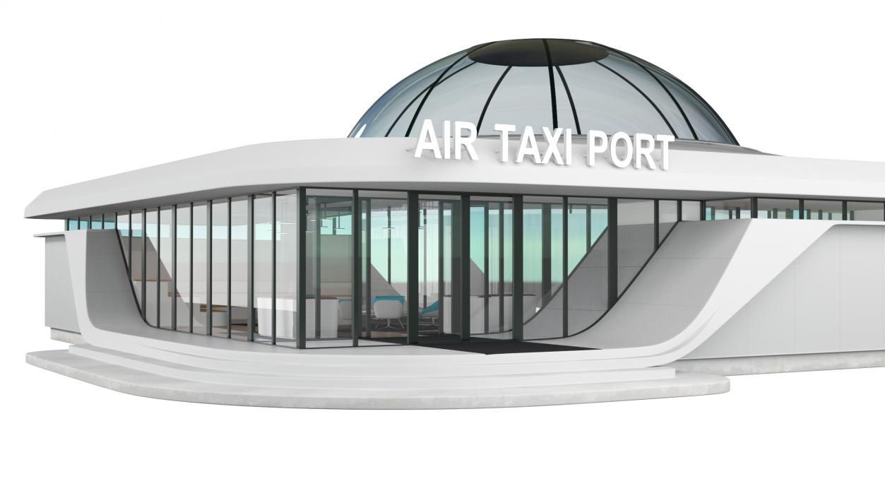 3D Air Taxi Port with Separate Boarding Area 2 model