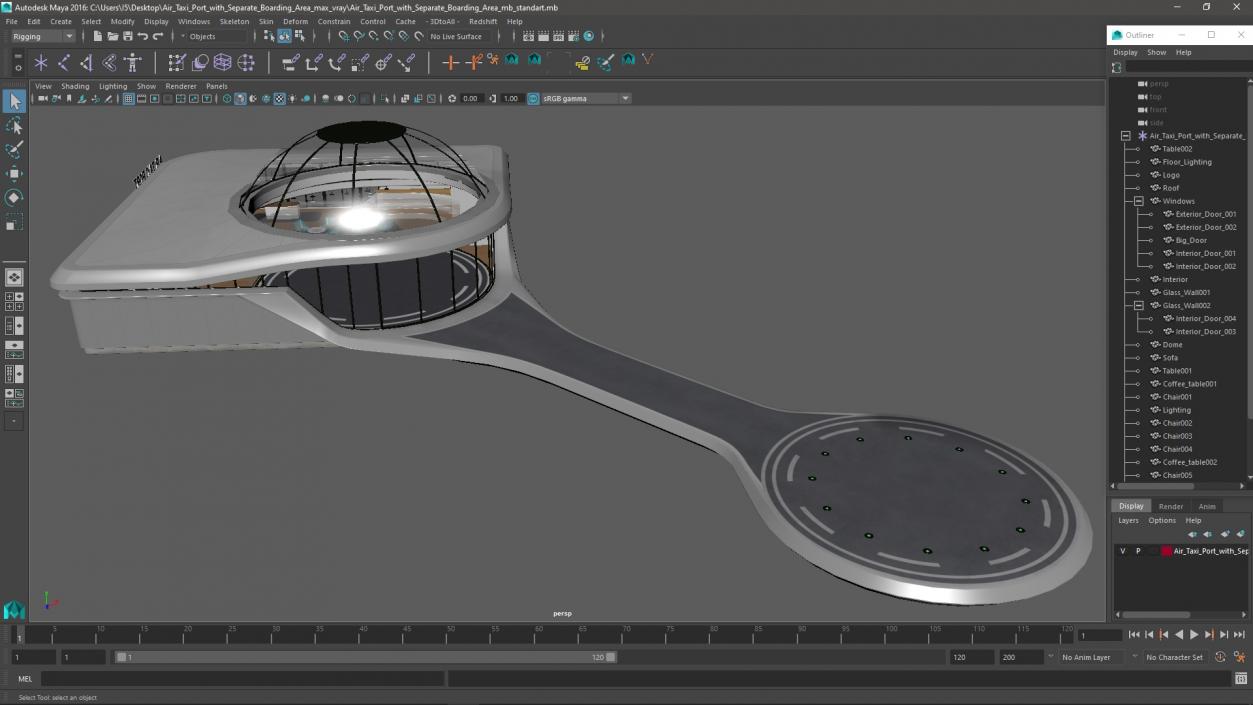 3D Air Taxi Port with Separate Boarding Area 2 model