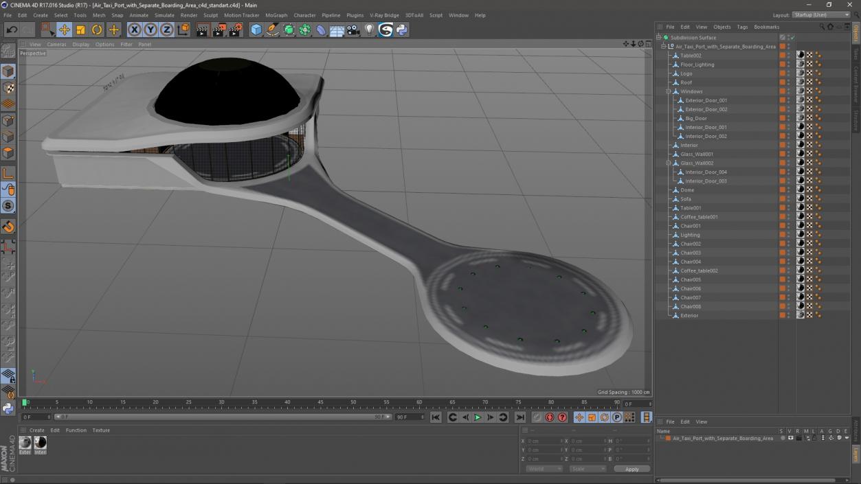 3D Air Taxi Port with Separate Boarding Area 2 model