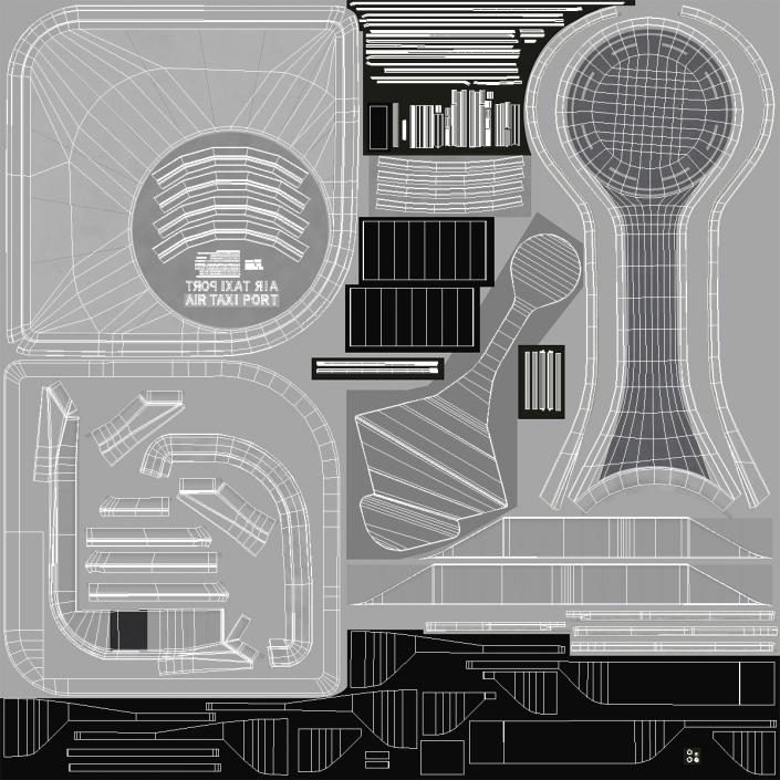 3D Air Taxi Port with Separate Boarding Area 2 model