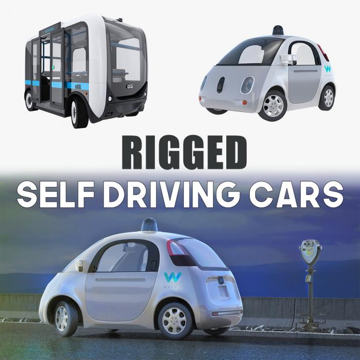 3D model Rigged Self Driving Cars Collection