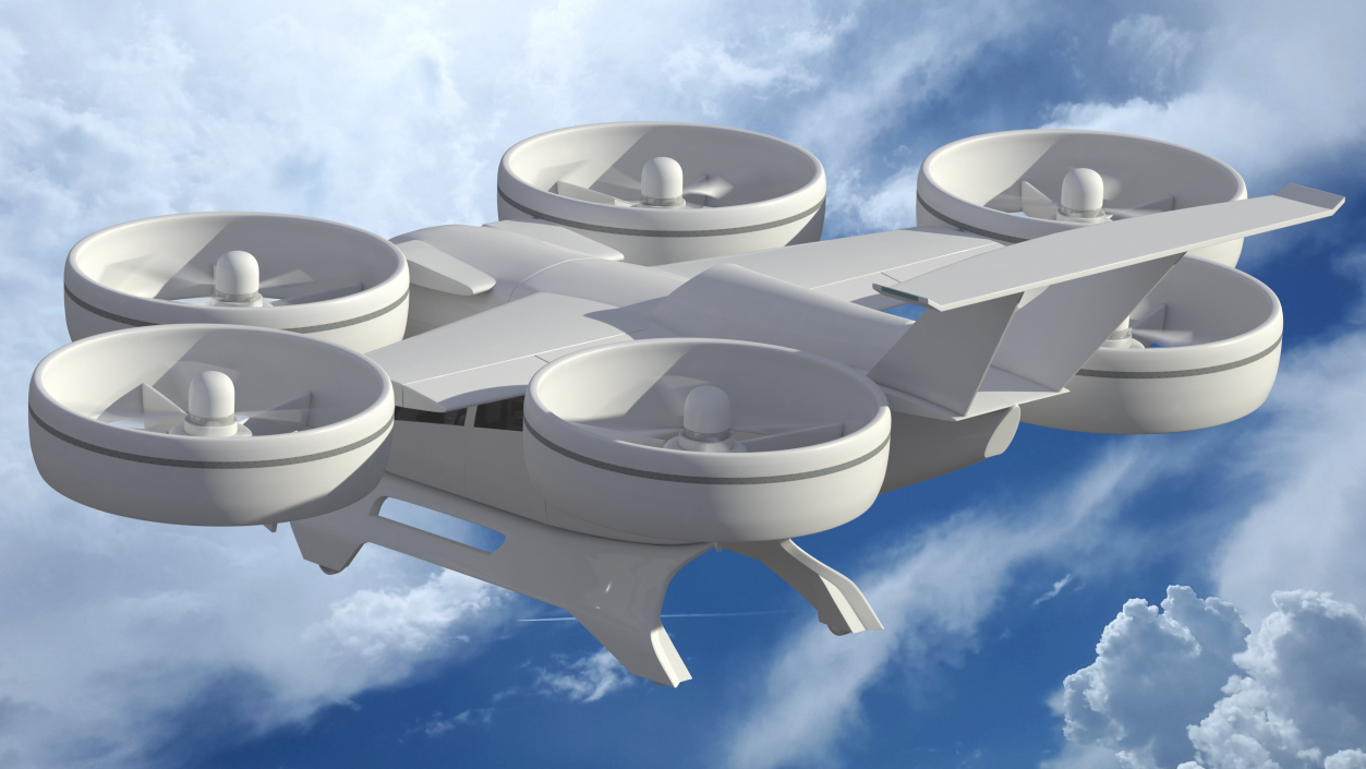 Futuristic Flying Taxi Rigged 3D model