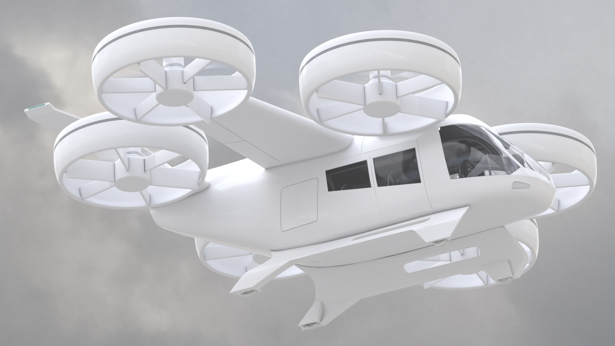 Futuristic Flying Taxi Rigged 3D model