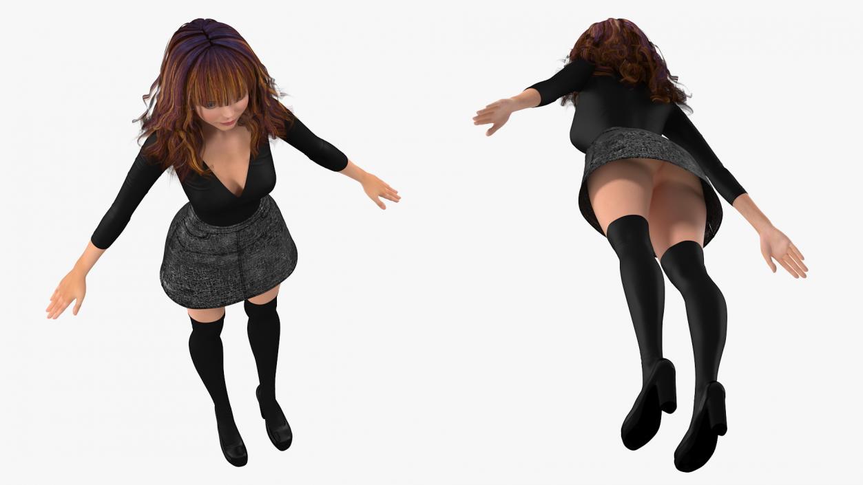 3D model Cartoon Young Woman Youth Clothes Rigged