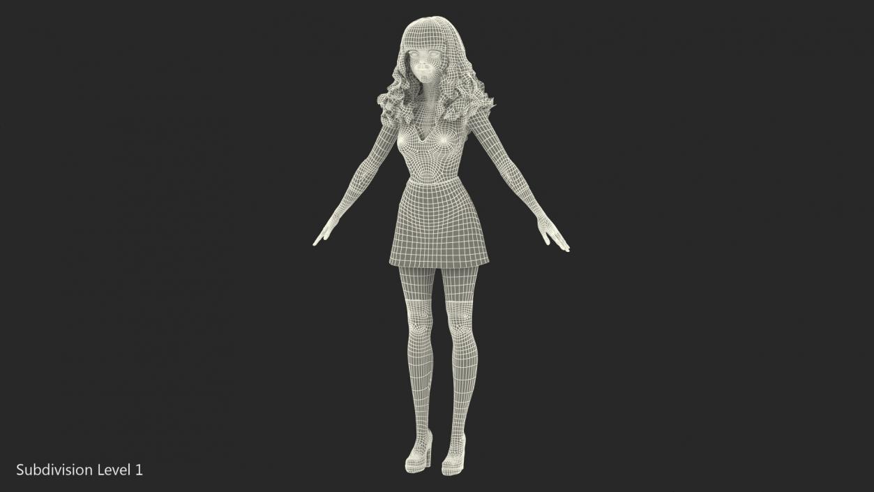 3D model Cartoon Young Woman Youth Clothes Rigged