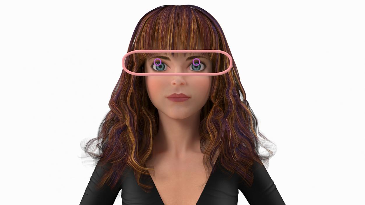 3D model Cartoon Young Woman Youth Clothes Rigged