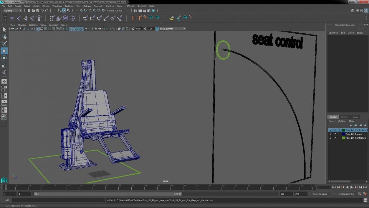 3D model Pool Lift Rigged for Maya