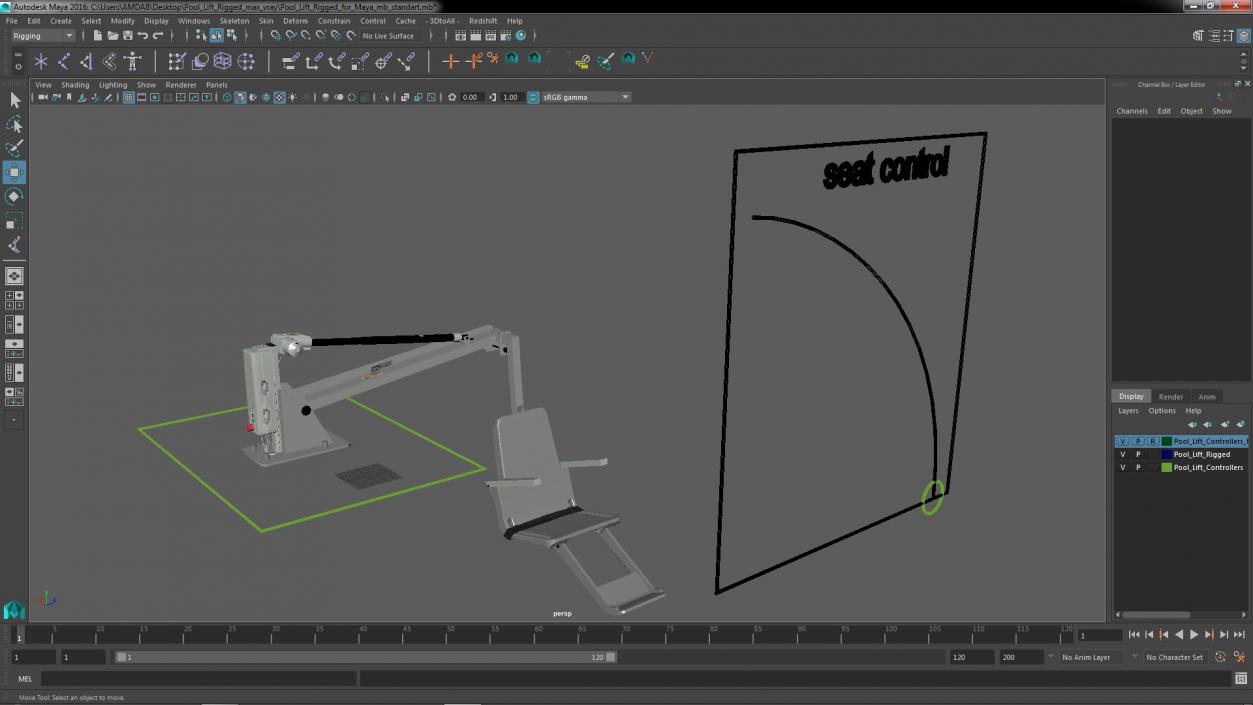 3D model Pool Lift Rigged for Maya