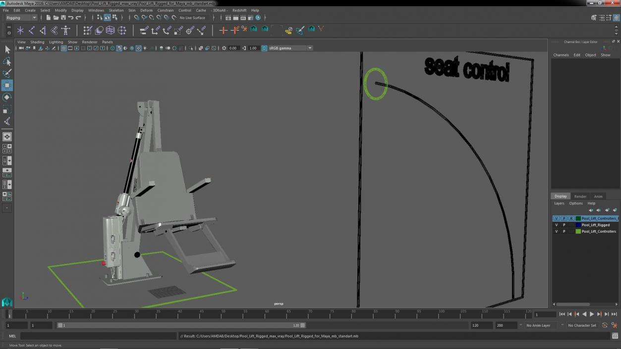 3D model Pool Lift Rigged for Maya