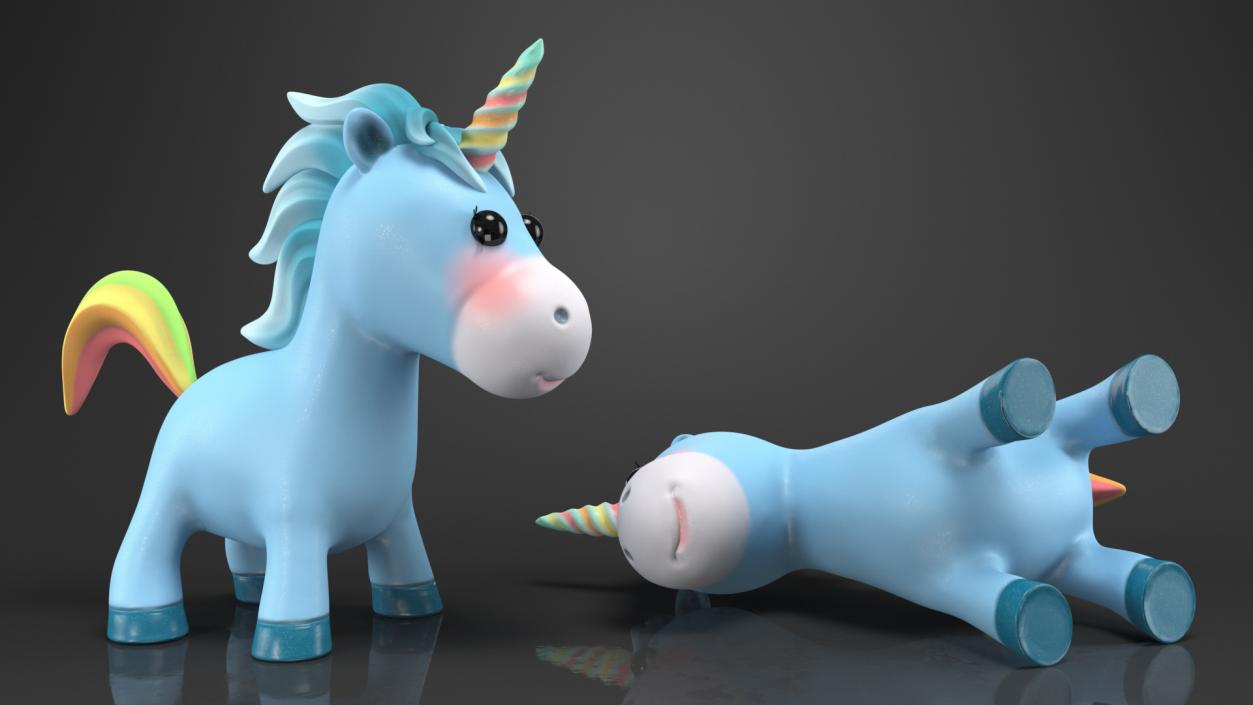 Cartoon Unicorn Set 3D model