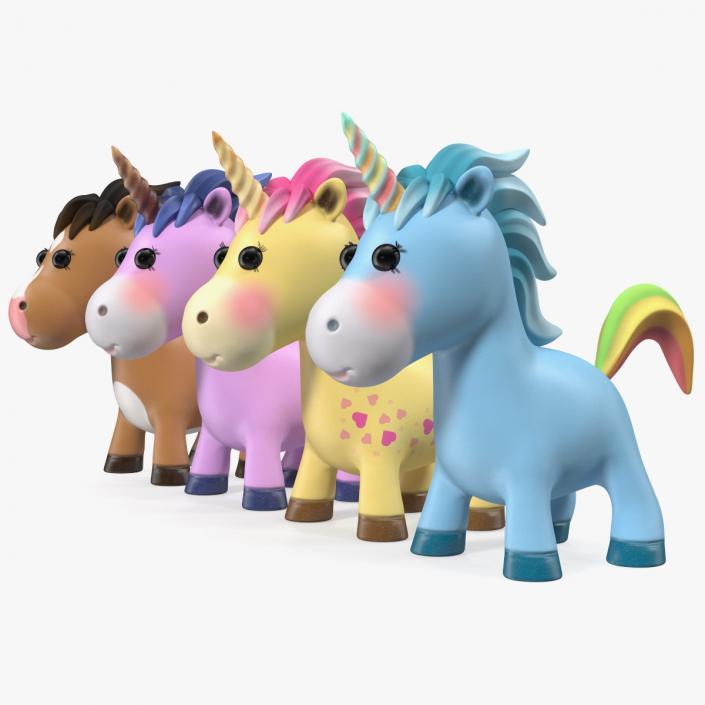 Cartoon Unicorn Set 3D model