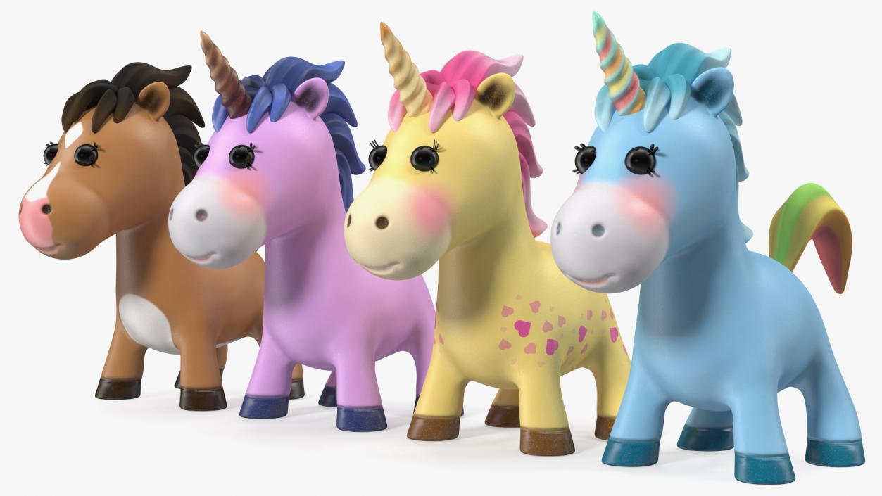 Cartoon Unicorn Set 3D model