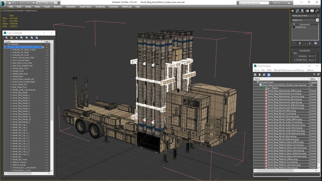 3D David Sling Israel Defense-System model