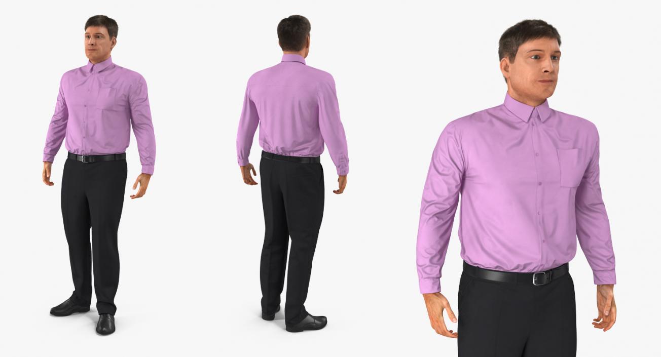 Men Business Casual Dress Rigged 3D