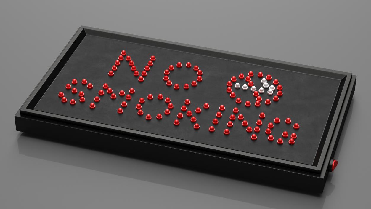 Luminous Red LED Light Sign No Smoking OFF 3D