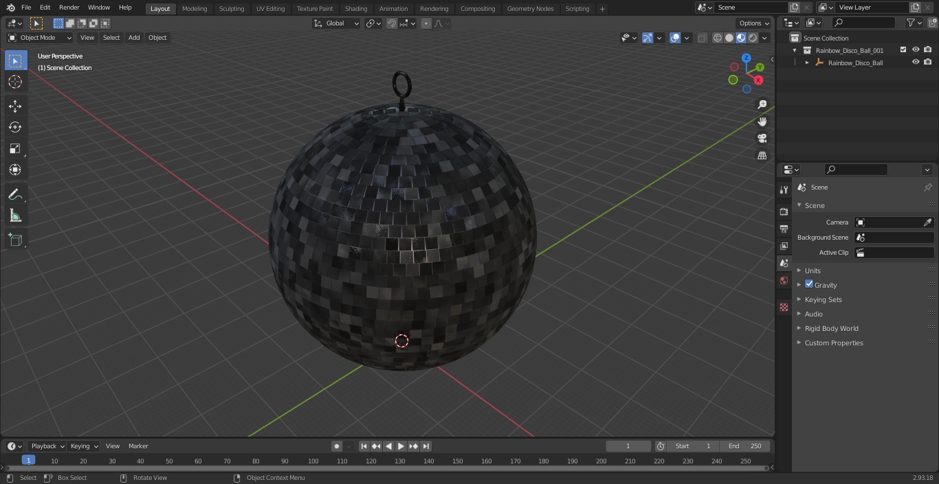 3D Rainbow Disco Ball model