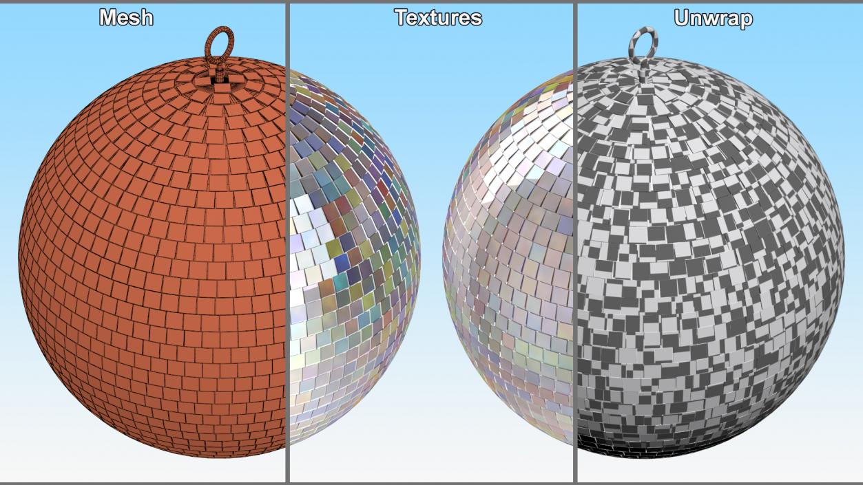 3D Rainbow Disco Ball model