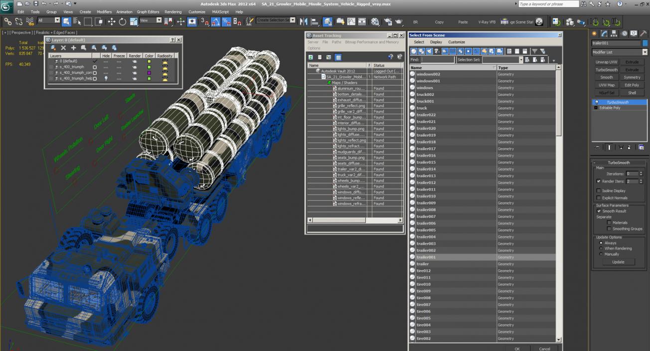 3D model SA 21 Growler Mobile Missile System Vehicle Rigged