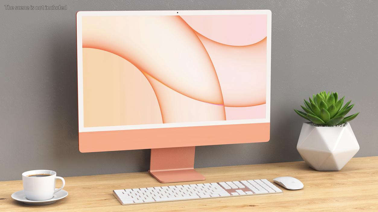 Apple iMac 2021 Orange 3D