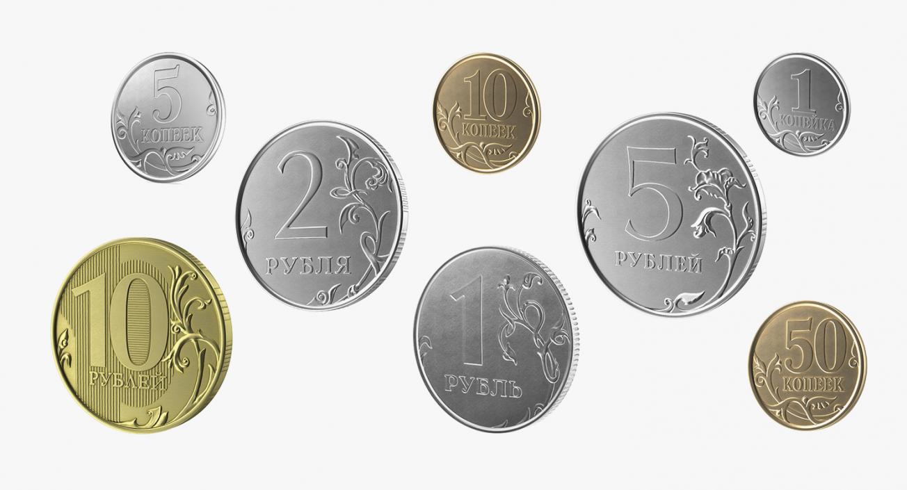 Russian Ruble Coins Collection 3 3D