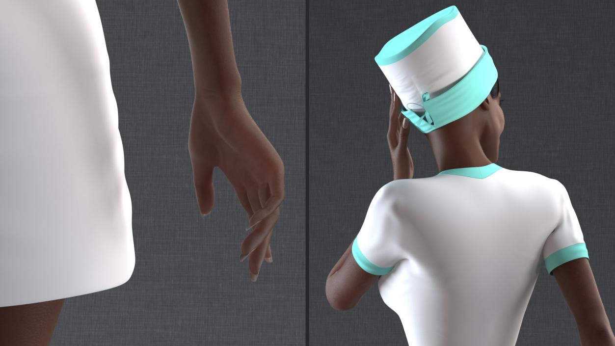 3D Dark Skinned Black Nurse Standing Pose model