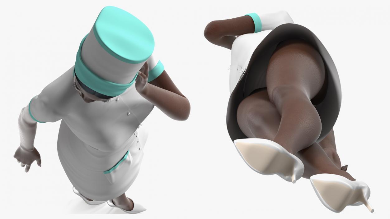 3D Dark Skinned Black Nurse Standing Pose model