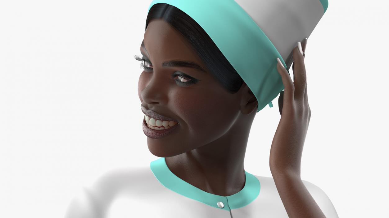 3D Dark Skinned Black Nurse Standing Pose model