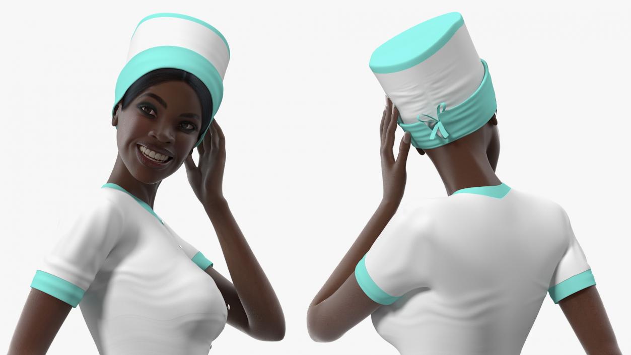 3D Dark Skinned Black Nurse Standing Pose model