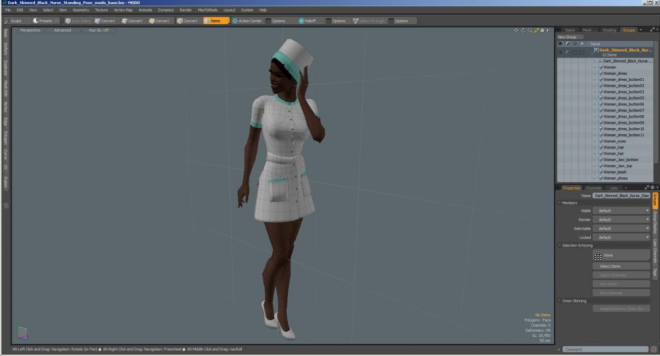 3D Dark Skinned Black Nurse Standing Pose model