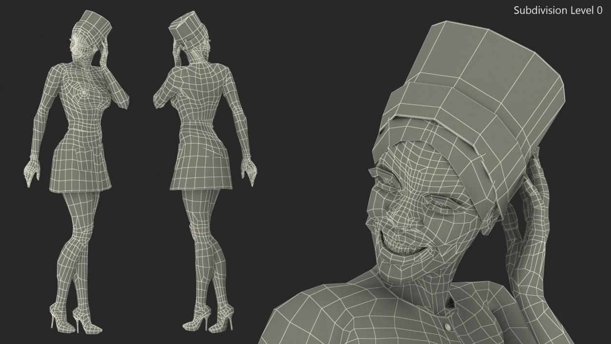 3D Dark Skinned Black Nurse Standing Pose model