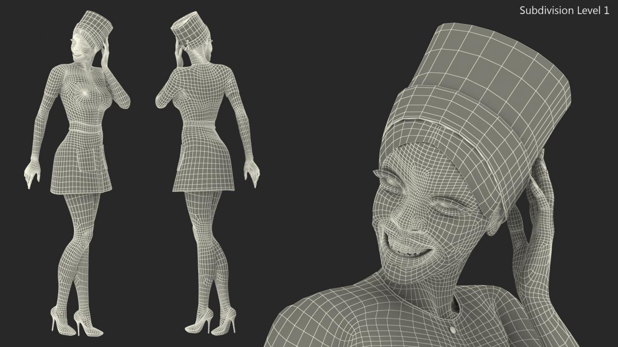 3D Dark Skinned Black Nurse Standing Pose model